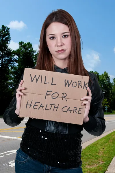 Will Work for Healthcare — Stock Photo, Image