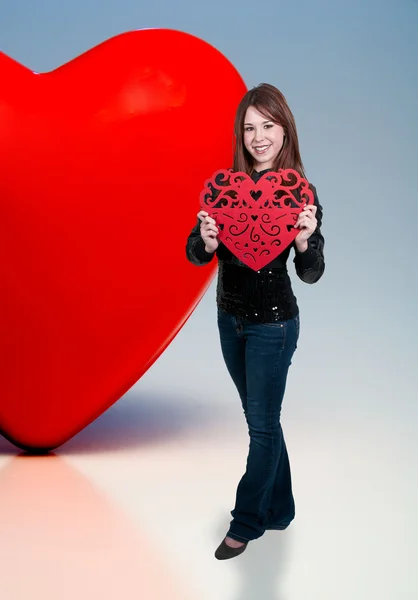 Valentinstag Herz Frau — Stockfoto
