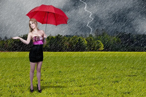 Woman Holding Umbrella — Stock Photo, Image