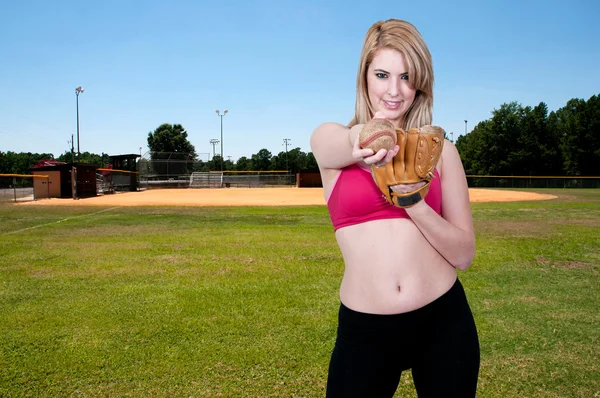 Woman Baseball Player — Stock Photo, Image
