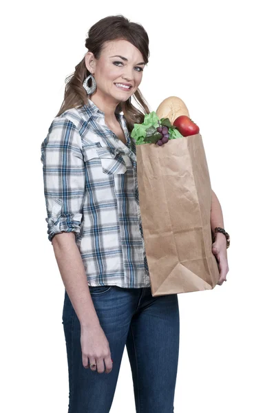 Mujer compras de comestibles —  Fotos de Stock