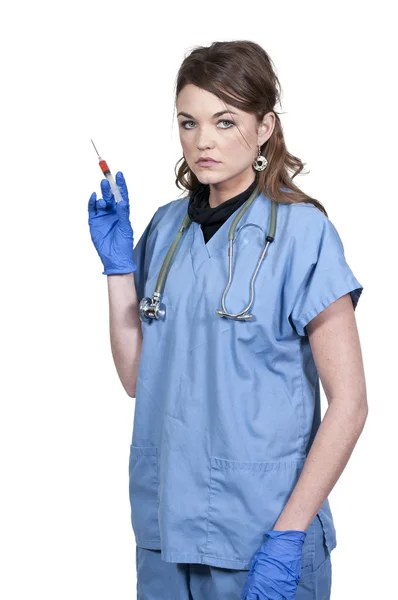 Femme médecin avec seringue — Photo