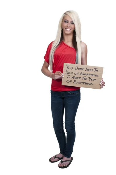 Woman Holding a Sign — Stock Photo, Image