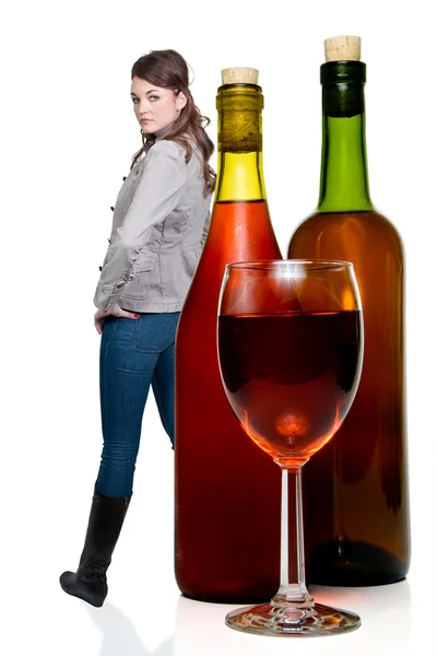 여자와 와인 — 스톡 사진