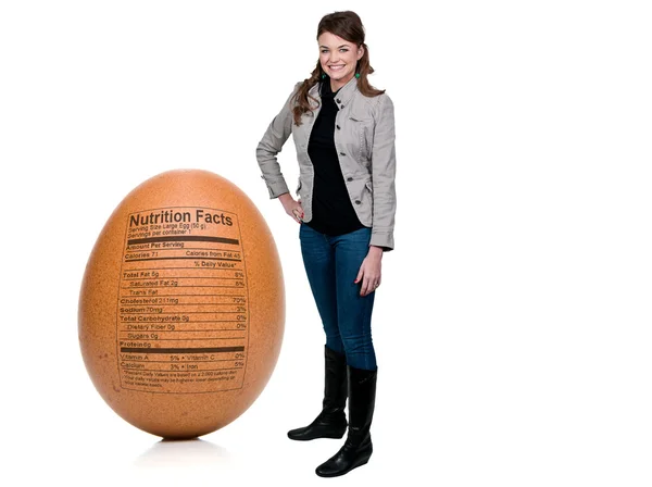 Woman Egg with Nutrition Facts — Stock Photo, Image