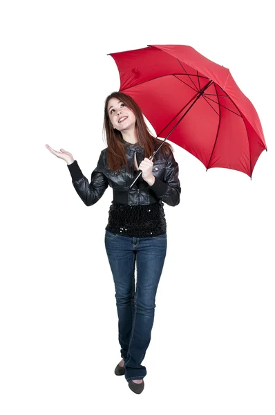 Woman Holding Umbrella Stock Photo