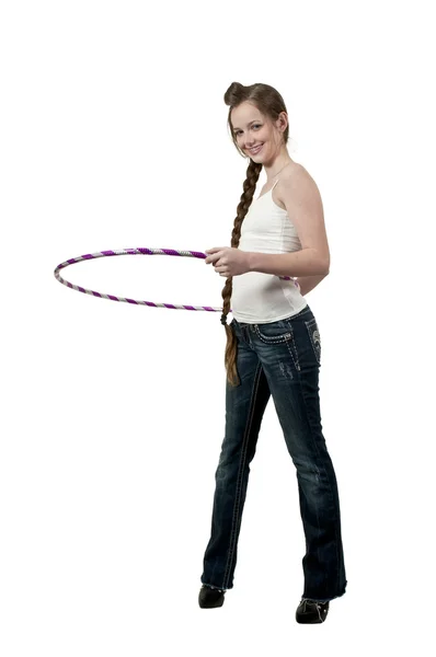 Dívka s hula hoop — Stock fotografie