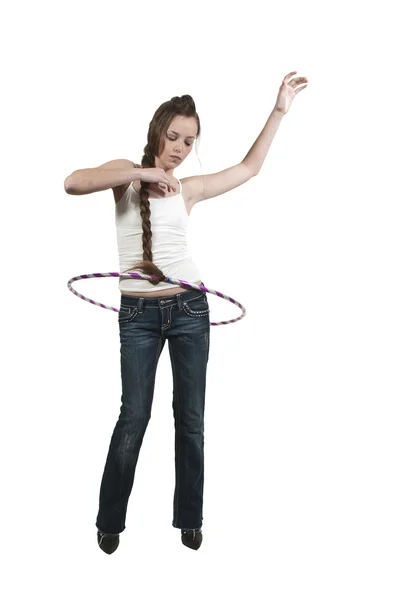 Menina com Hula Hoop — Fotografia de Stock