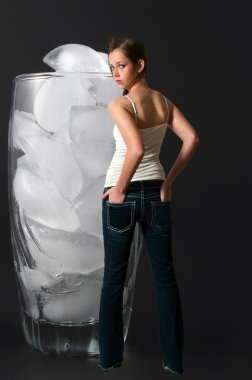 Woman and Glass of Ice clipart