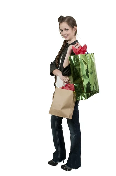 Жінка сумками — стокове фото