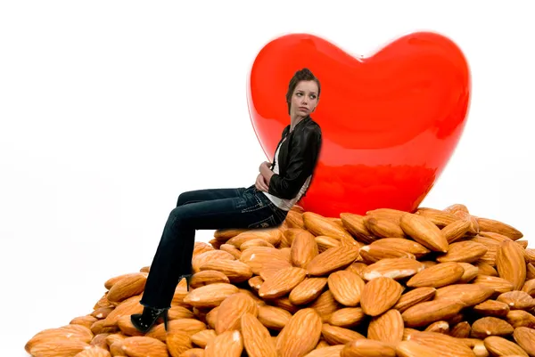 Žena s zdravé srdce — Stock fotografie