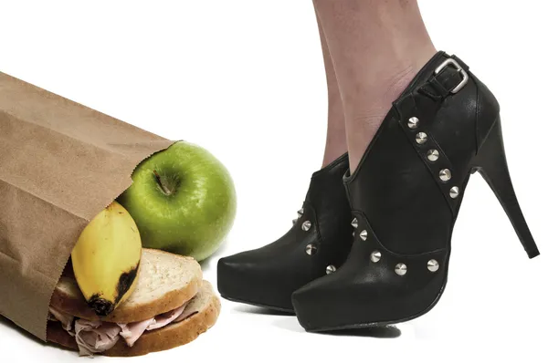 Magas sarkú cipő és ebéd — Stock Fotó
