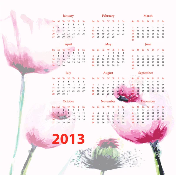 Kalender für 2013 — Stockvektor