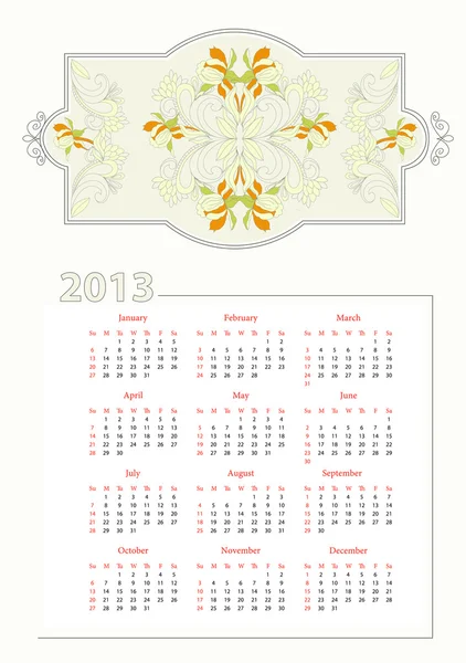 装飾的なカレンダーのテンプレート — ストックベクタ