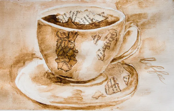 Akvarel ilustrace šálek kávy — Stock fotografie