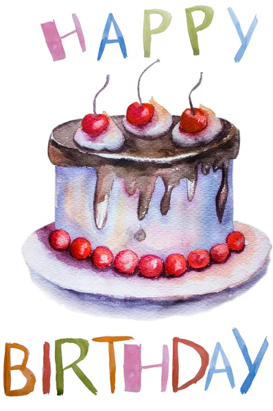 Akvarell illusztrációja torta — Stock Fotó