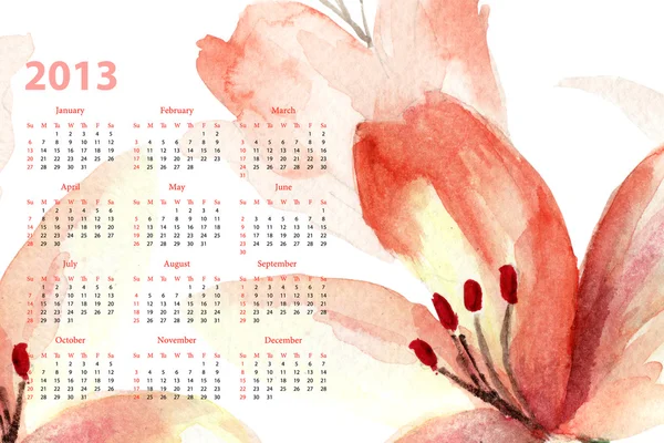 Szablon kalendarz 2013 — Zdjęcie stockowe