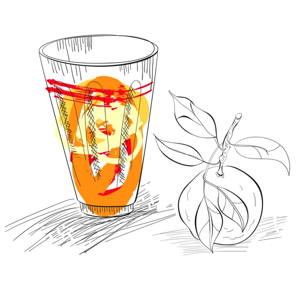 Стакан свежего мандаринского сока — стоковый вектор
