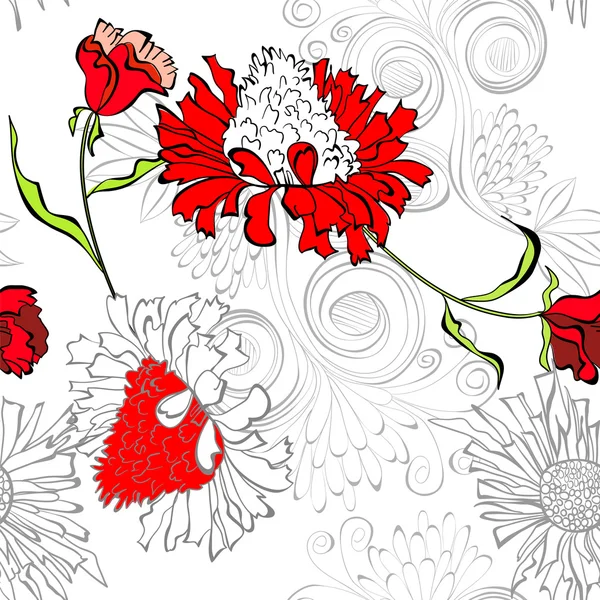 Бесшовный узор с цветами — стоковый вектор