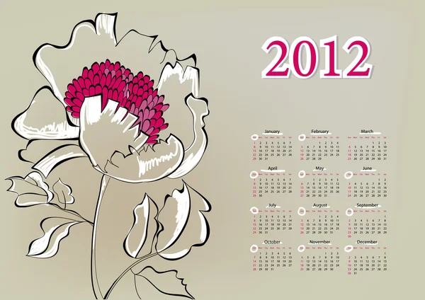 Modello per il calendario 2012 — Vettoriale Stock