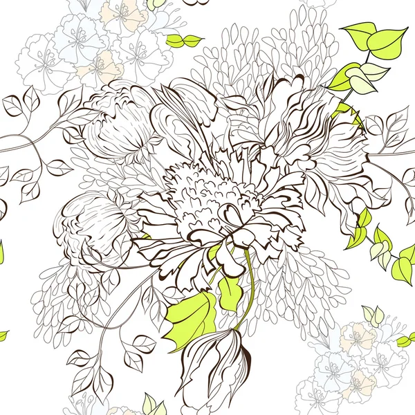 花のシームレスな背景 — ストックベクタ