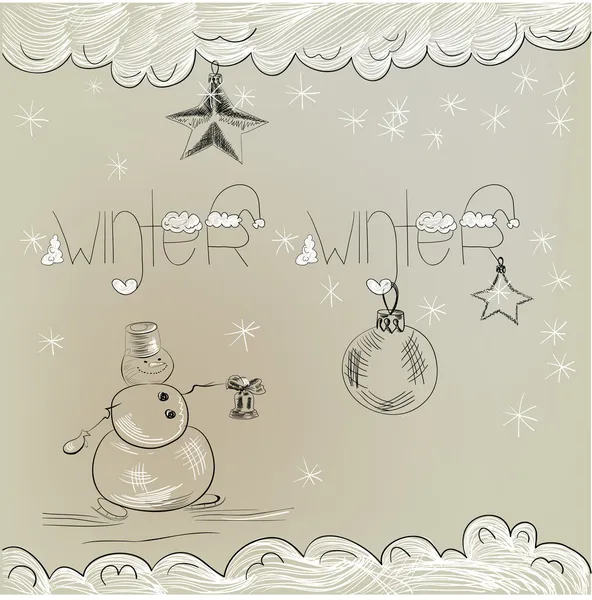 Vánoční přání se sněhulákem — Stockový vektor