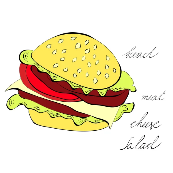 Hamburger isolé sur fond blanc — Image vectorielle