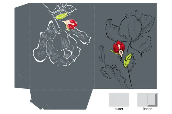 Modèle pour dossier avec fleurs — Image vectorielle