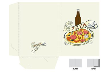 Template for folder with pizza clipart