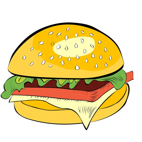 Hamburger isoliert auf weißem Hintergrund — Stockvektor