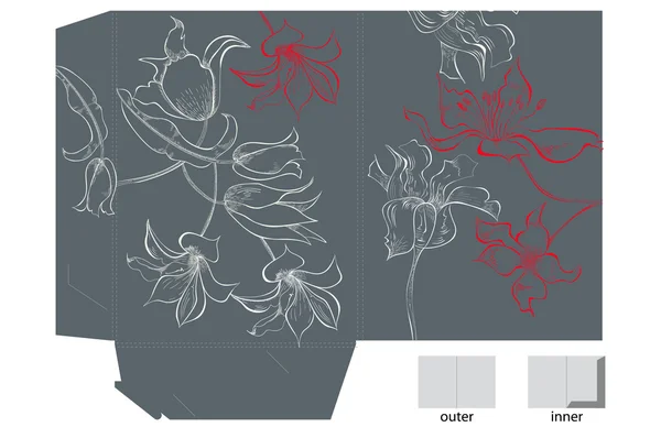 Πρότυπο για το φάκελο με λουλούδια — Διανυσματικό Αρχείο