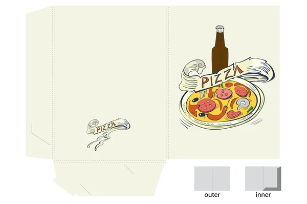 Sjabloon voor map met pizza — Stockvector