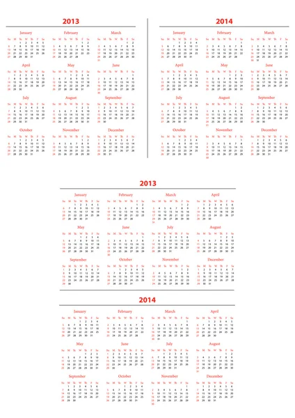 Modelo de calendário inimigo 2013-2014 —  Vetores de Stock