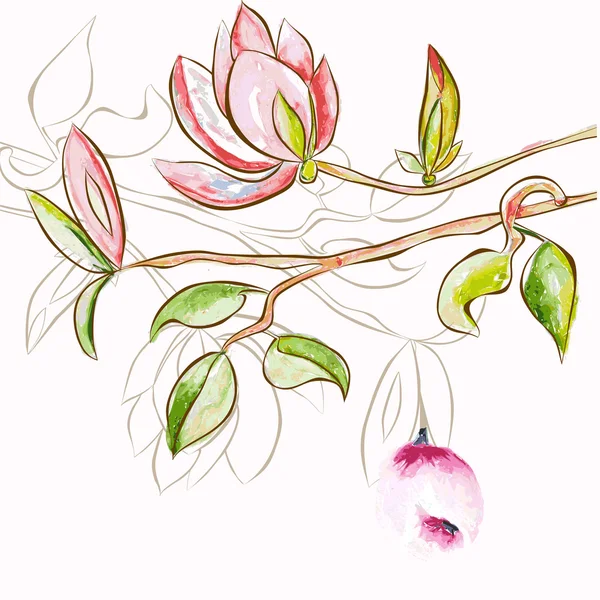 Dekoratif bahar çiçekleri — Stok Vektör