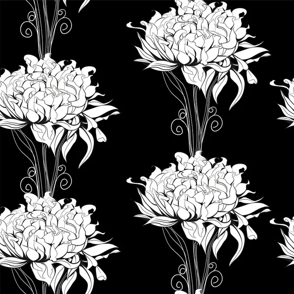 Patrón sin costura floral con flores de peonía — Vector de stock
