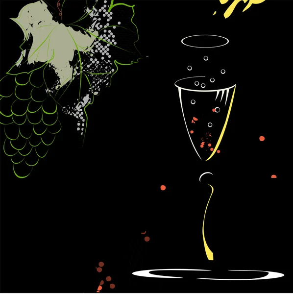 Glass of champagne on stylized background — Stock Vector