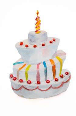 Watercolor illustration of cake clipart