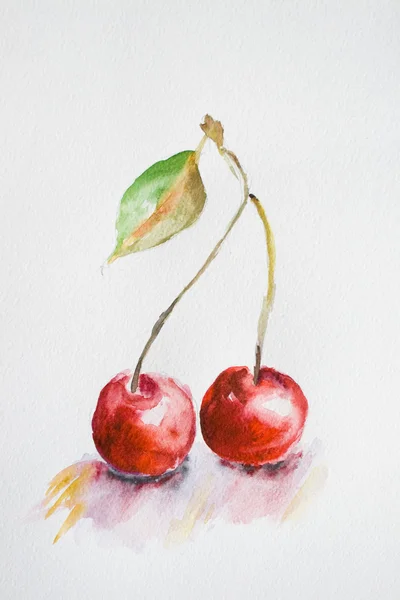 Akvarel cherry — Stock fotografie