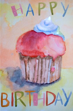 Watercolor illustration of cake clipart