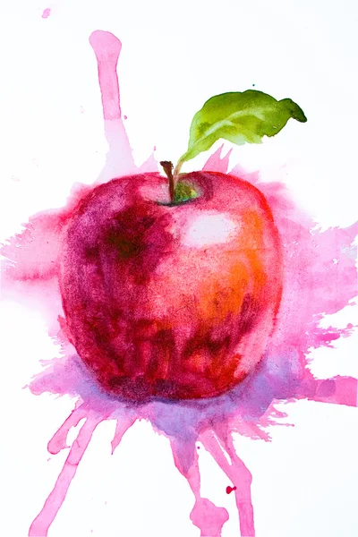 Acuarela estilizada manzana ilustración — Foto de Stock