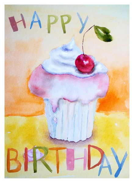 Cake met insription gelukkige verjaardag — Stockfoto