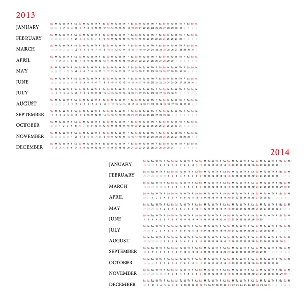 Šablona pro kalendář 2013-2014 — Stockový vektor