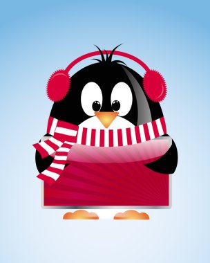 Vector Christmas background with pinguin clipart