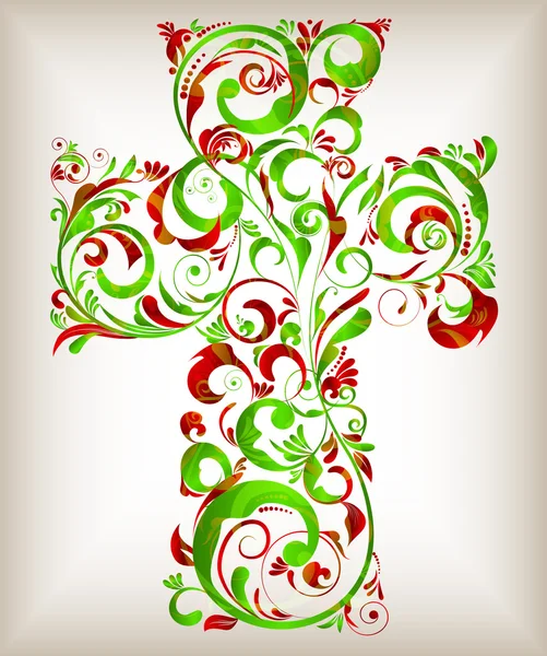 Croix florale vectorielle — Image vectorielle