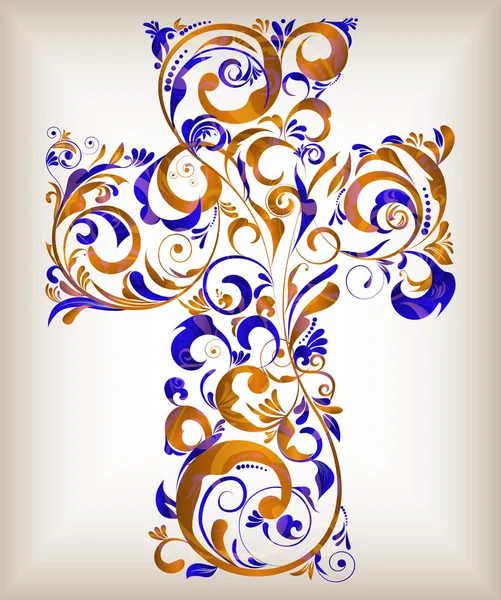 Croix florale vectorielle — Image vectorielle