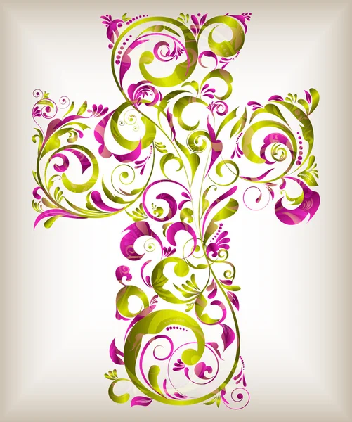 stock vector Vector floral cross