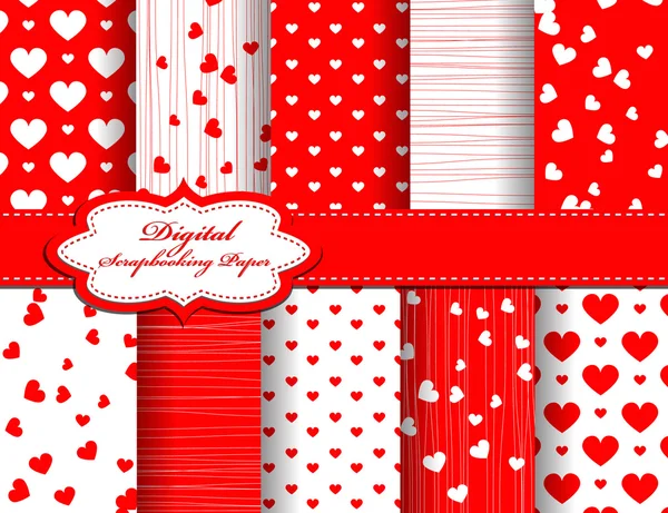 スクラップ ブックのためのバレンタインの日ベクター紙のセット — ストックベクタ