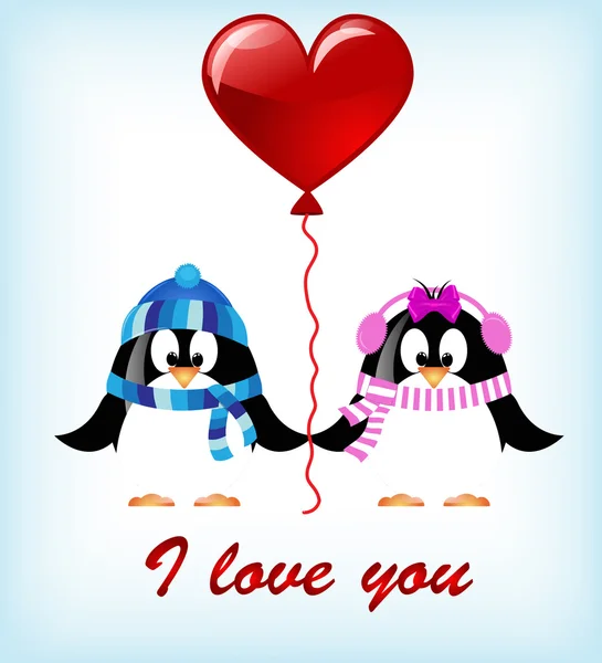 Sevgililer günü penguenler vektör — Stok Vektör