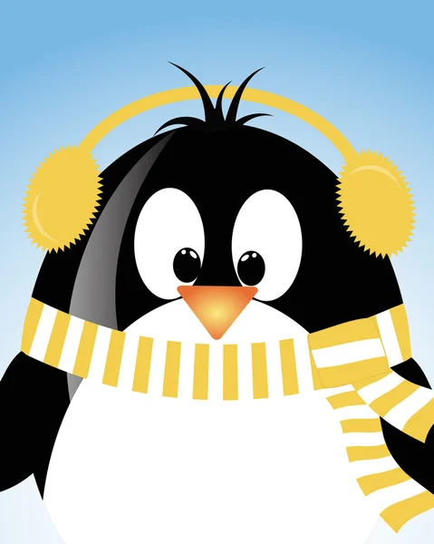 Vecteur bleu ciel fond avec pingouin — Image vectorielle
