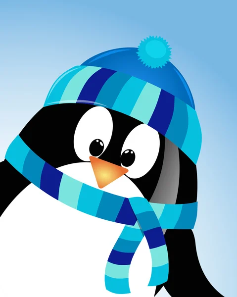 Vecteur bleu ciel fond avec pingouin — Image vectorielle
